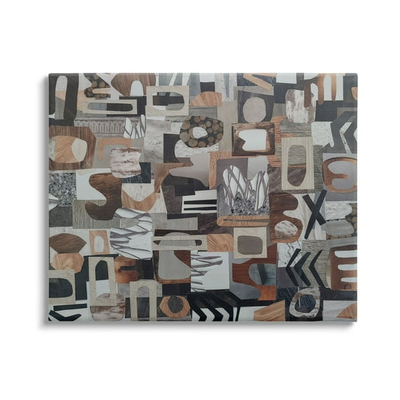 Stupell Contemporary Earth Tones Shapes Collage Abstract Painting Gallery Wrapped Canvas Print Wall Art