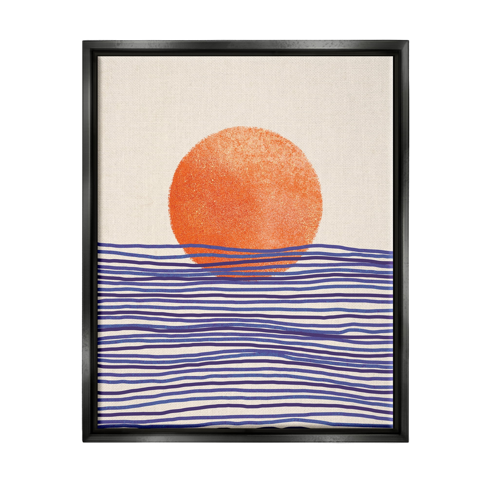 Stupell Contemporary Sea Landscape Sunshine Abstract Painting Black Floater Framed Art Print Wall Art