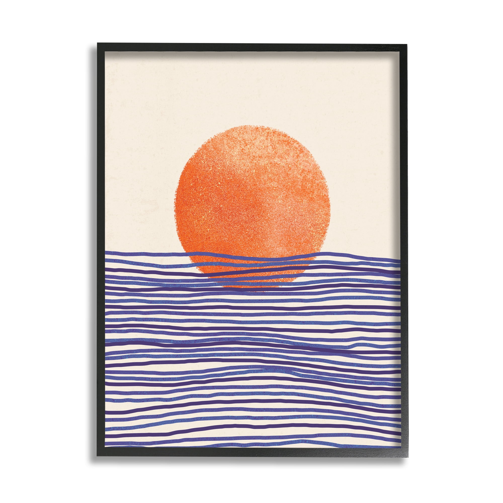 Stupell Contemporary Sea Landscape Sunshine Abstract Painting Black Framed Art Print Wall Art