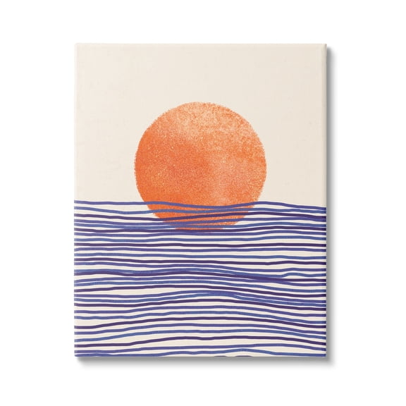 Stupell Contemporary Sea Landscape Sunshine Abstract Painting Gallery Wrapped Canvas Print Wall Art