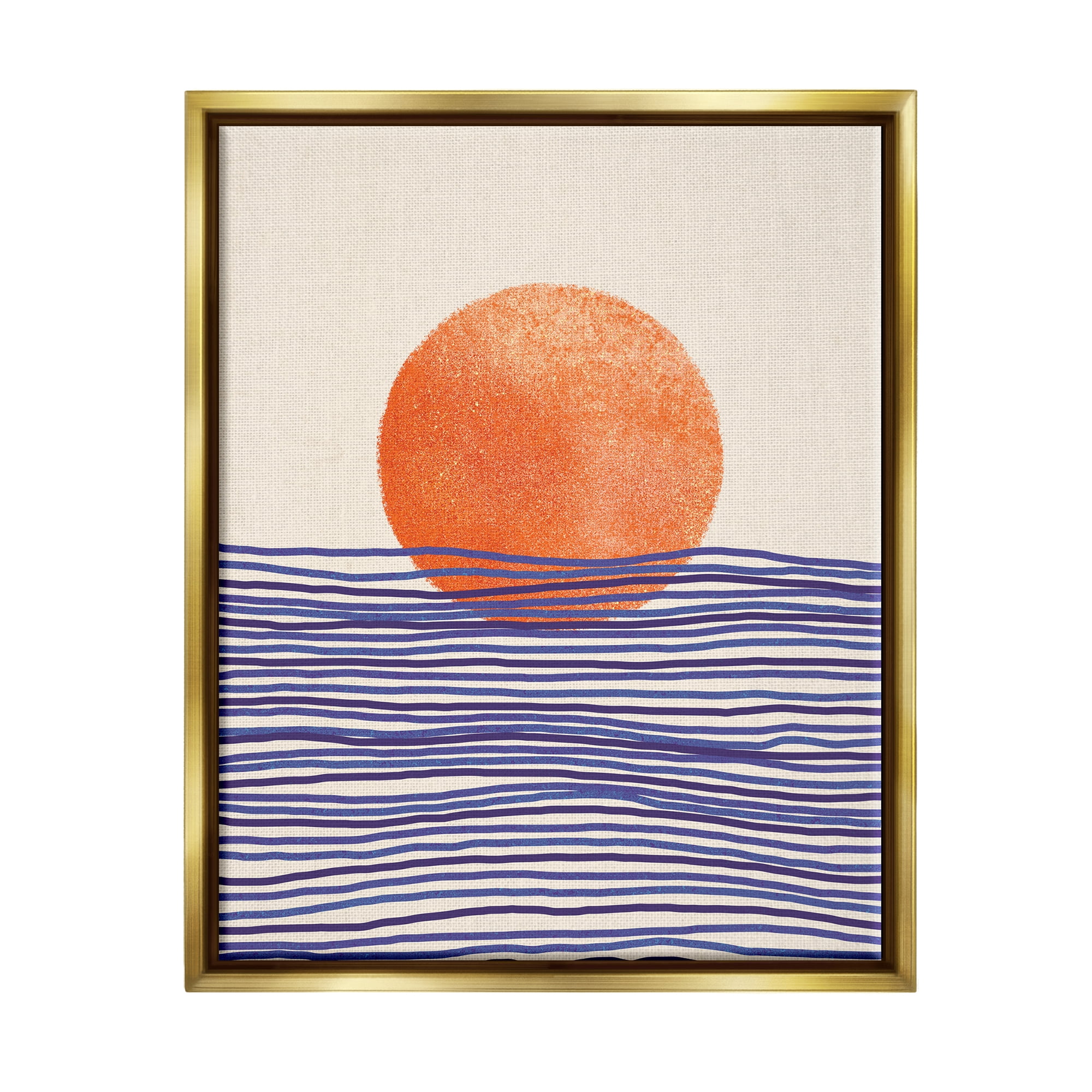 Stupell Contemporary Sea Landscape Sunshine Abstract Painting Gold Floater Framed Art Print Wall Art