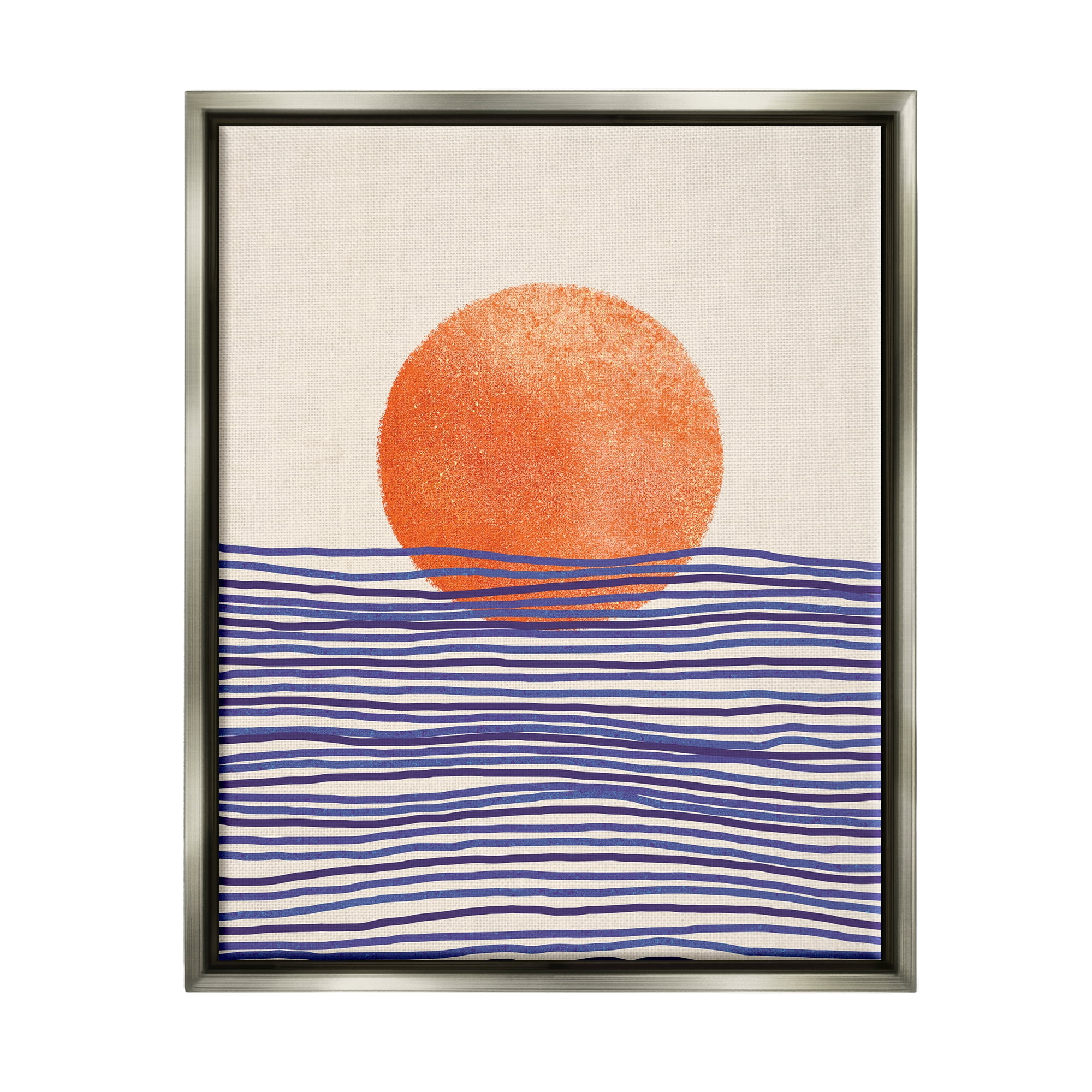 Stupell Contemporary Sea Landscape Sunshine Abstract Painting Gray Floater Framed Art Print Wall Art