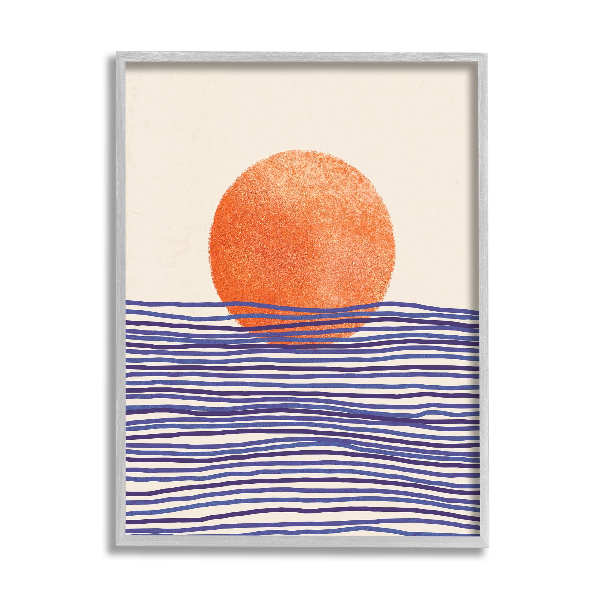 Stupell Contemporary Sea Landscape Sunshine Abstract Painting Gray Framed Art Print Wall Art