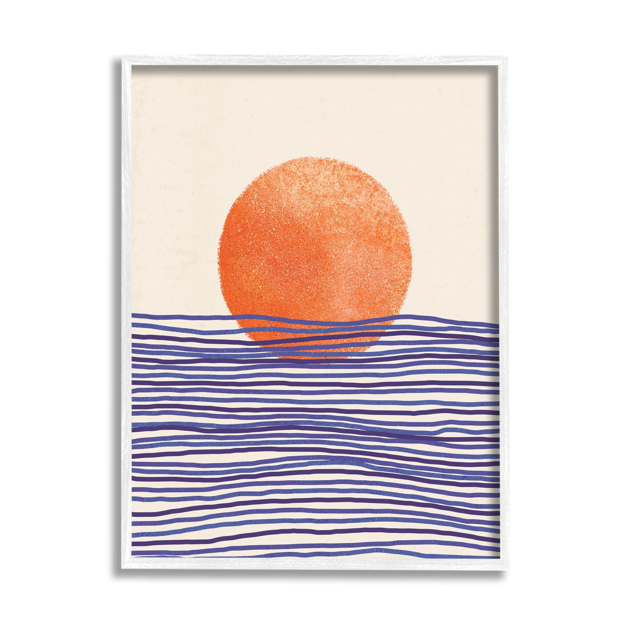 Stupell Contemporary Sea Landscape Sunshine Abstract Painting White Framed Art Print Wall Art