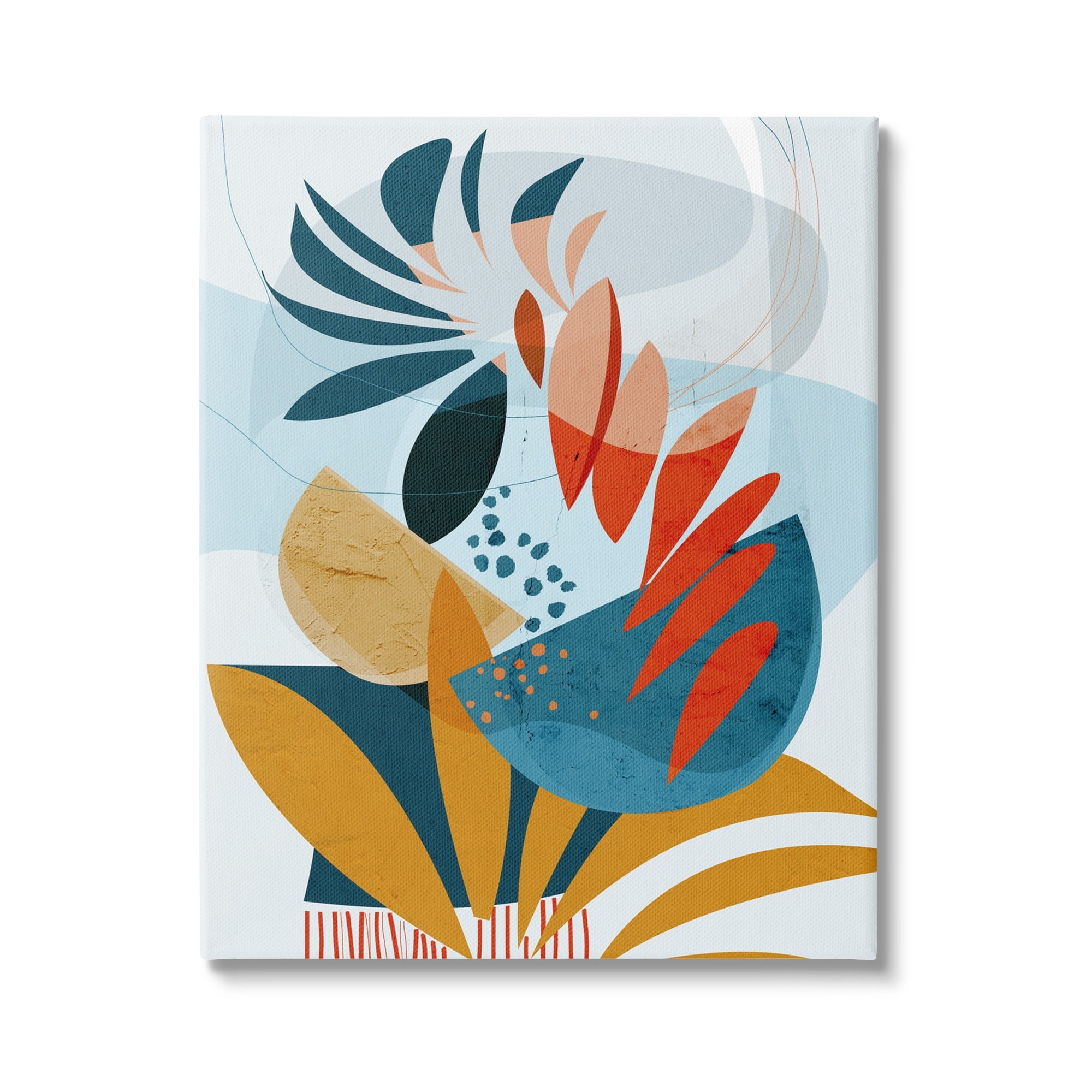 Stupell Contemporary Tropical Botanical Shapes Abstract Painting Gallery Wrapped Canvas Print Wall Art