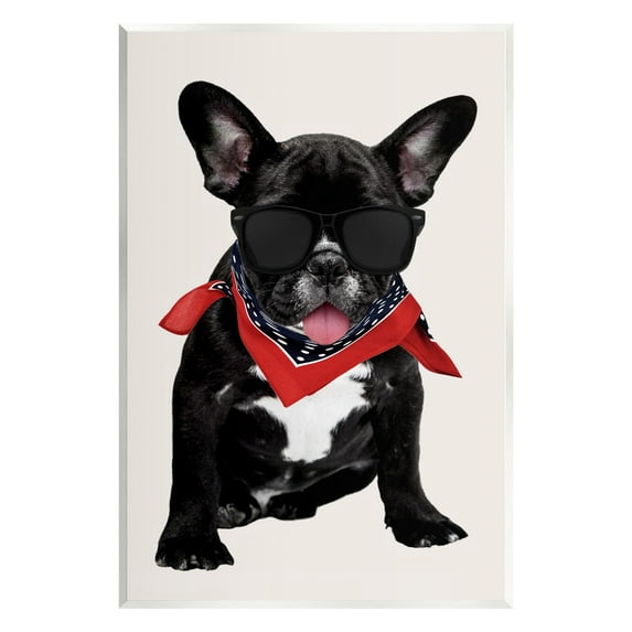 Stupell Cool Dude French Bulldog Pet Animals & Insects Painting Wall Plaque Unframed Art Print Wall Art