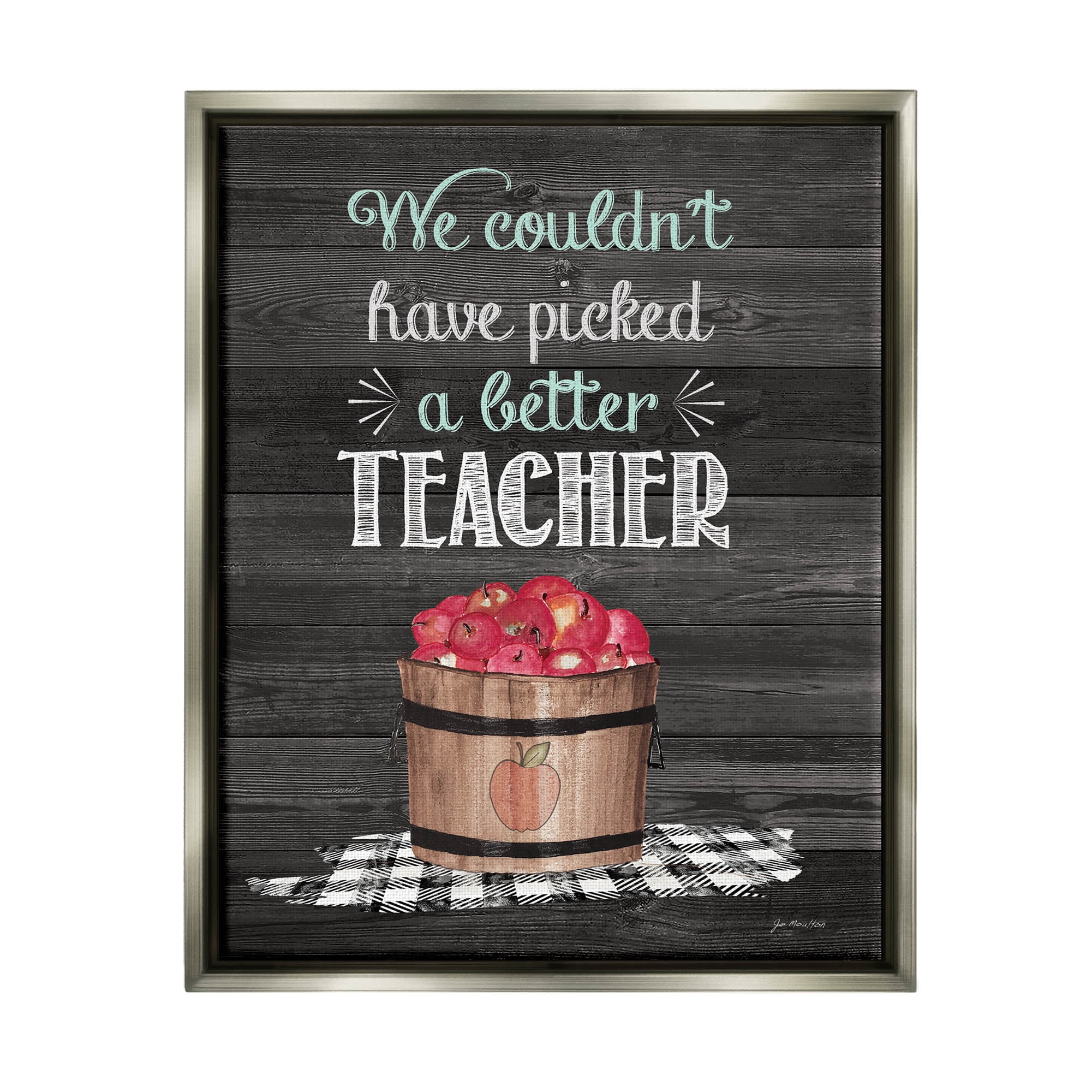 Stupell Couldn't Have Picked A Better Teacher Apples Food & Beverage Painting Gray Floater Framed Art Print Wall Art