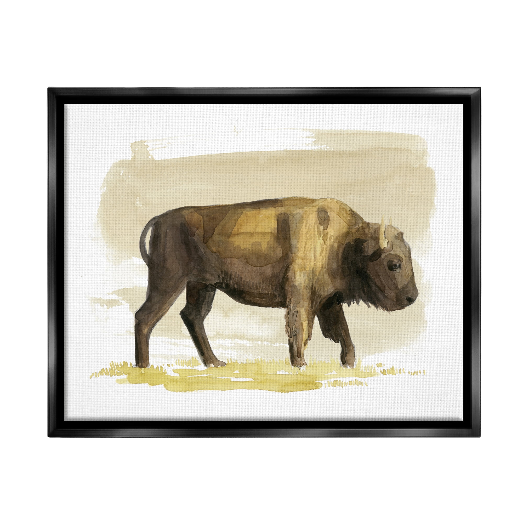 Stupell Country Bison Grazing Wildlife Animals & Insects Painting Black Floater Framed Art Print Wall Art