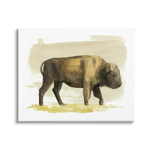 Stupell Country Bison Grazing Wildlife Animals & Insects Painting Gallery Wrapped Canvas Print Wall Art