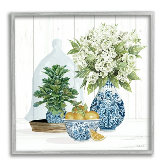 Stupell Country Botanicals Citrus Arrangement Botanical & Floral Painting Gray Framed Art Print Wall Art