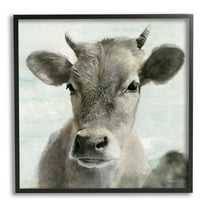 Stupell Country Calf Farmhouse Portrait Animals & Insects Painting Black Framed Art Print Wall Art