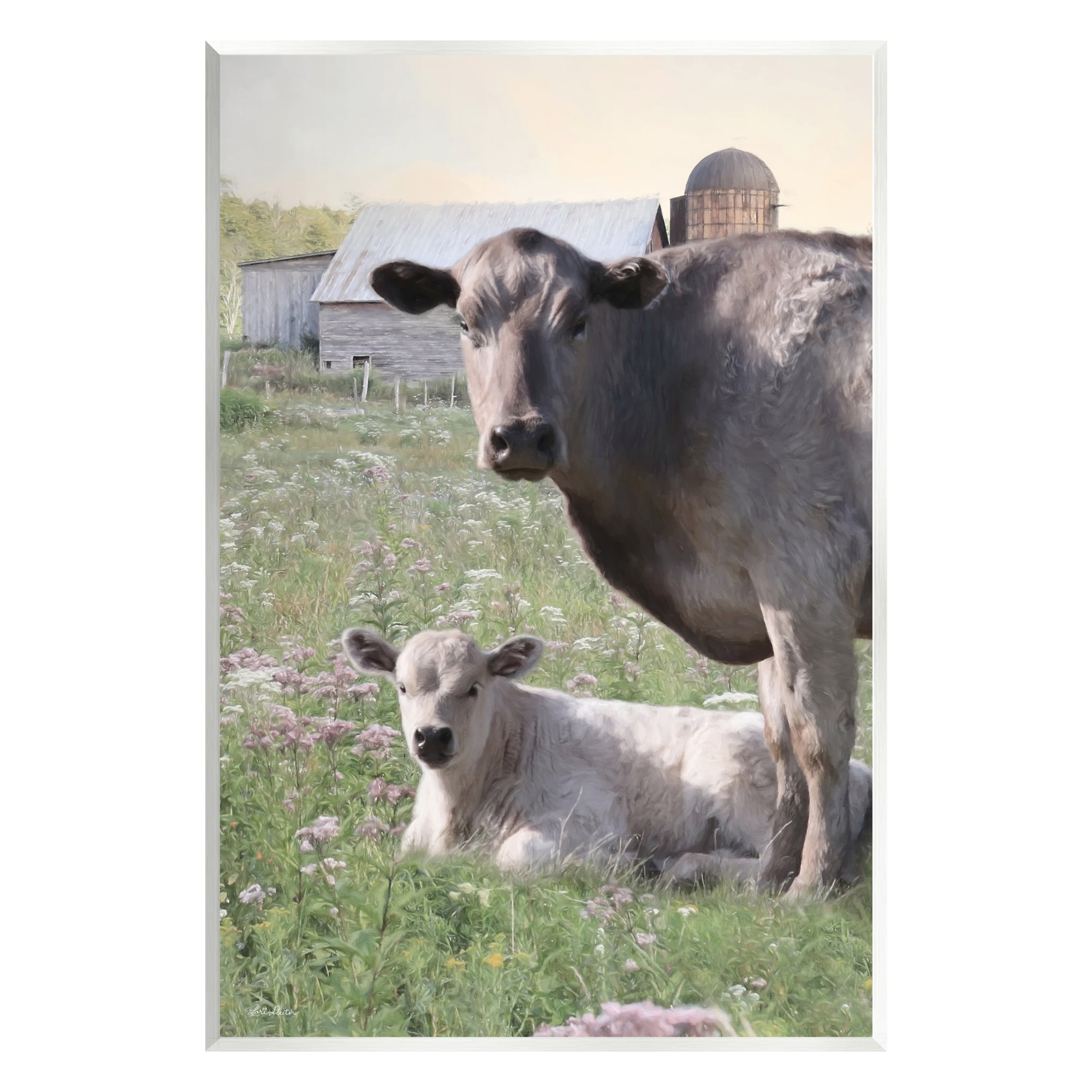 Stupell Country Cattle & Calf Farm Meadow Animals & Insects Photography Wall Plaque Unframed Art Print Wall Art