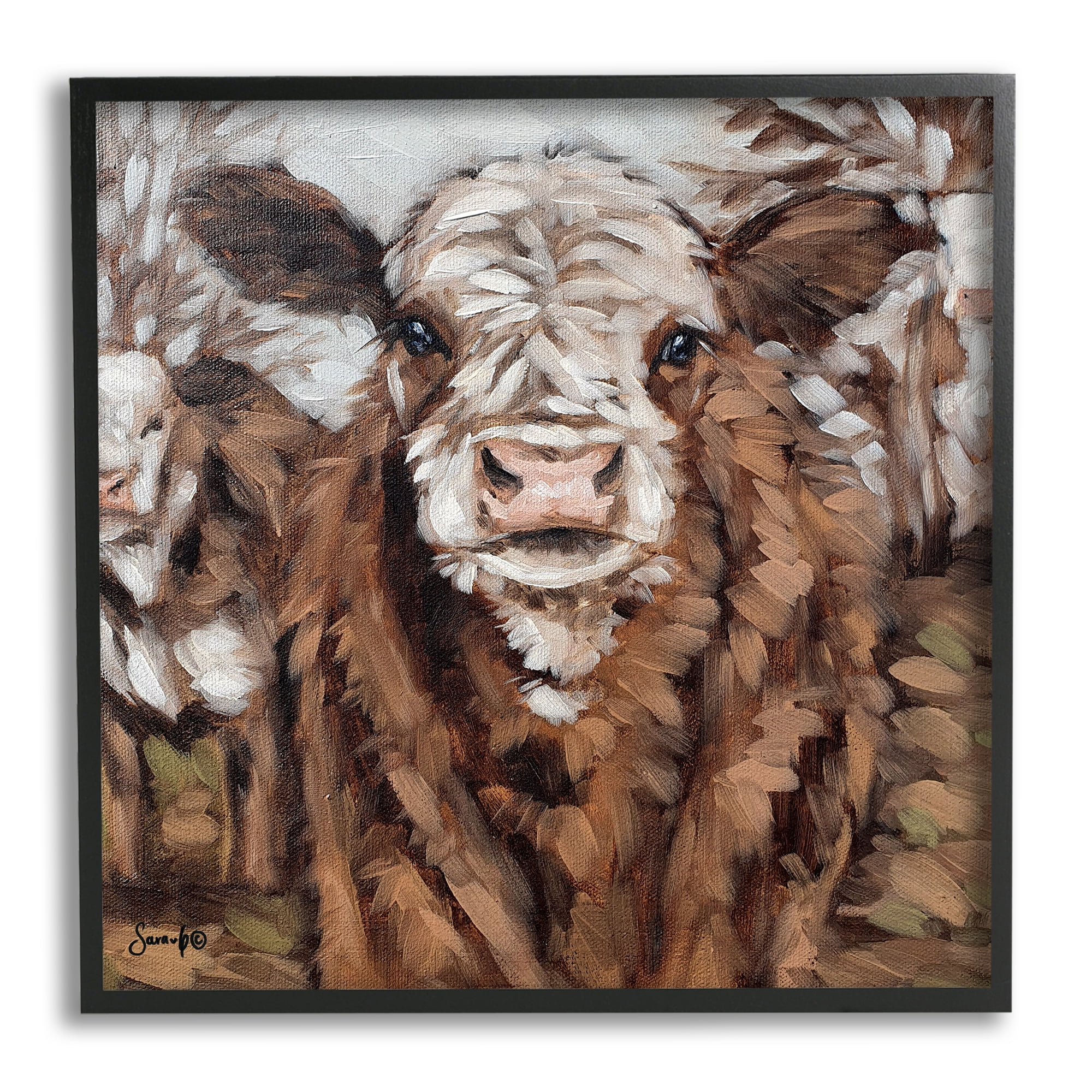 Stupell Country Cattle Traditional Painting Animals & Insects Painting Black Framed Art Print Wall Art