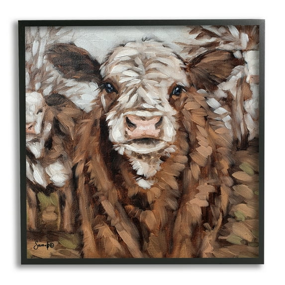 Stupell Country Cattle Traditional Painting Animals & Insects Painting Black Framed Art Print Wall Art