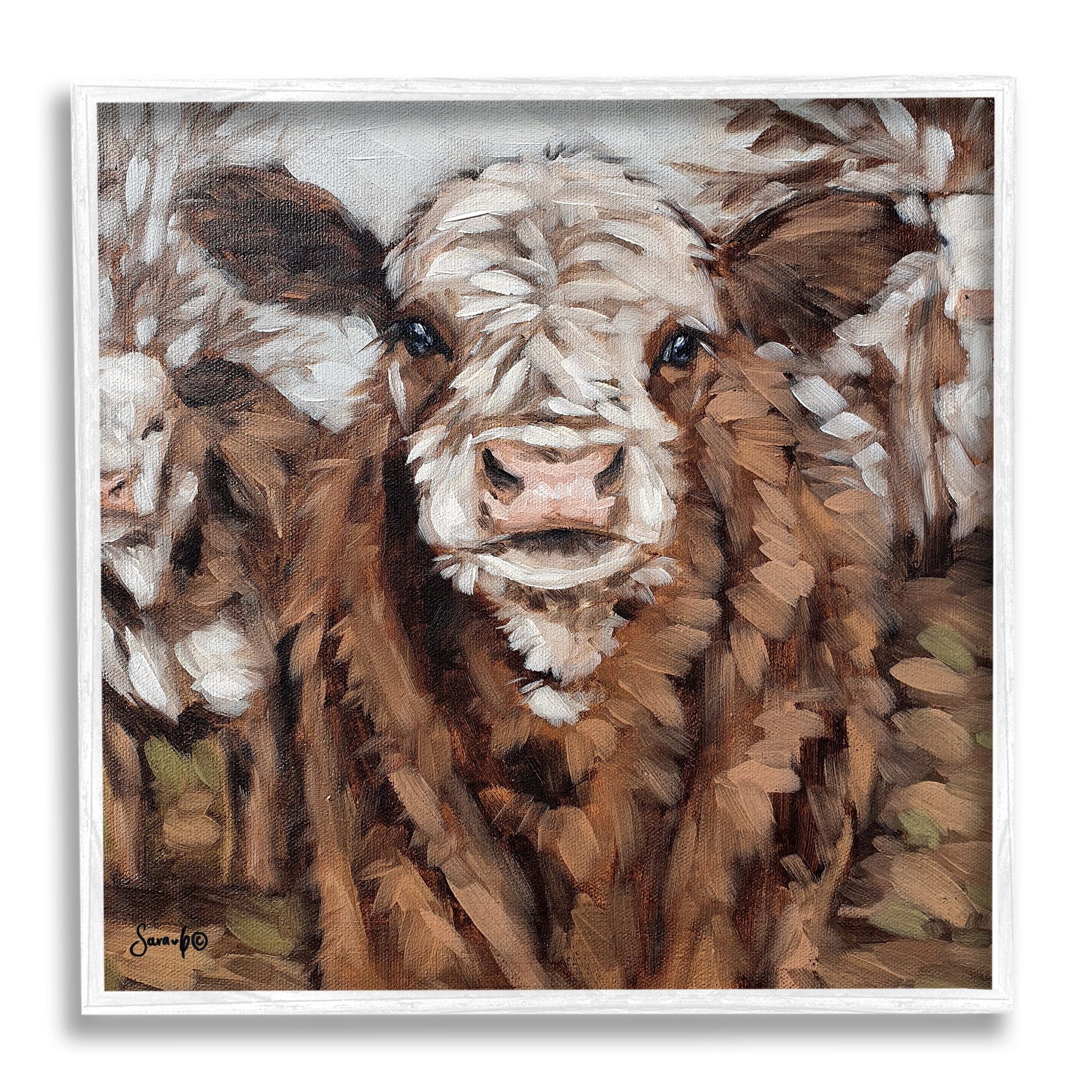 Stupell Country Cattle Traditional Painting Animals & Insects Painting White Framed Art Print Wall Art