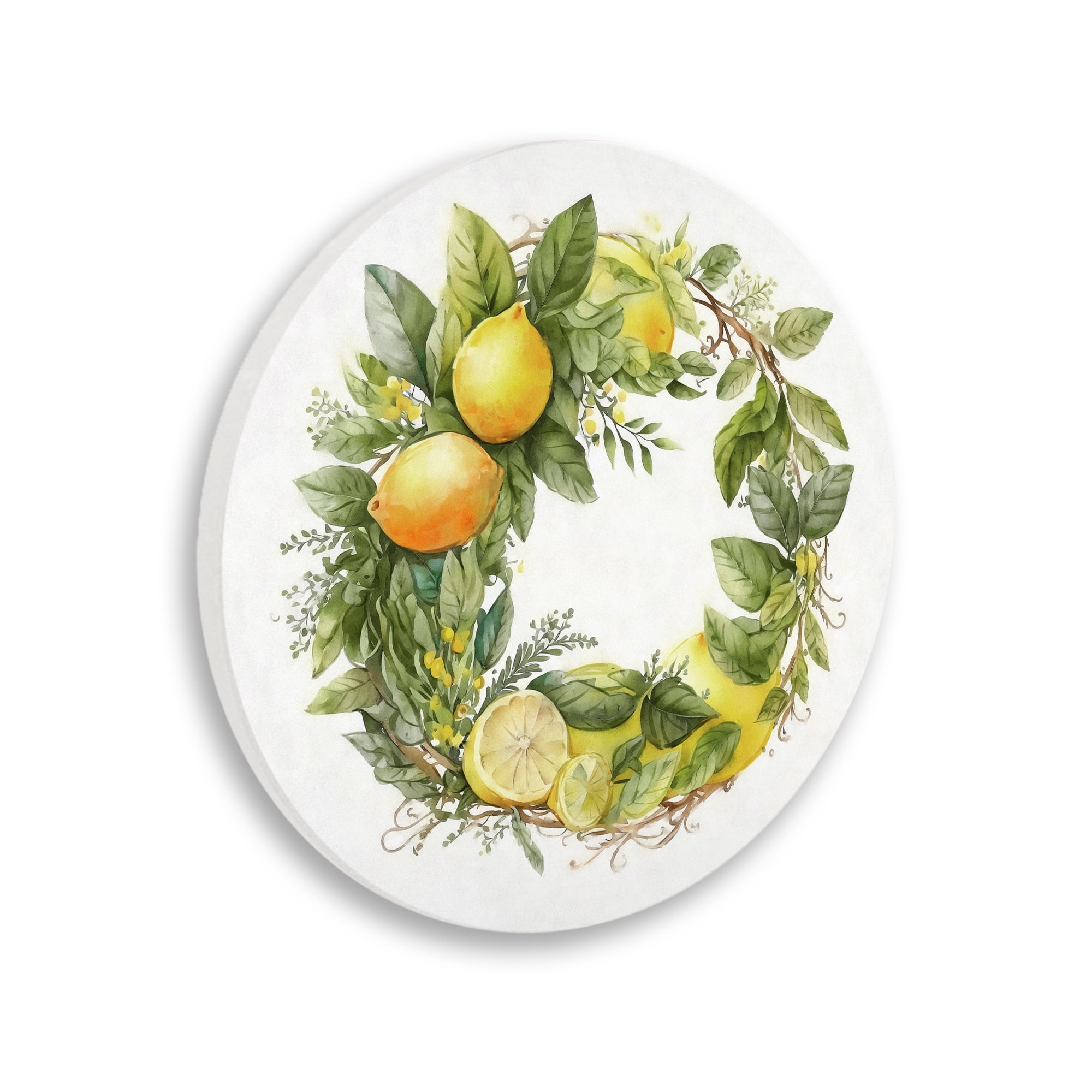 Stupell Country Citrus Lemons Botanical Wreath Botanical & Floral Painting Wall Plaque Unframed Art Print Wall Art