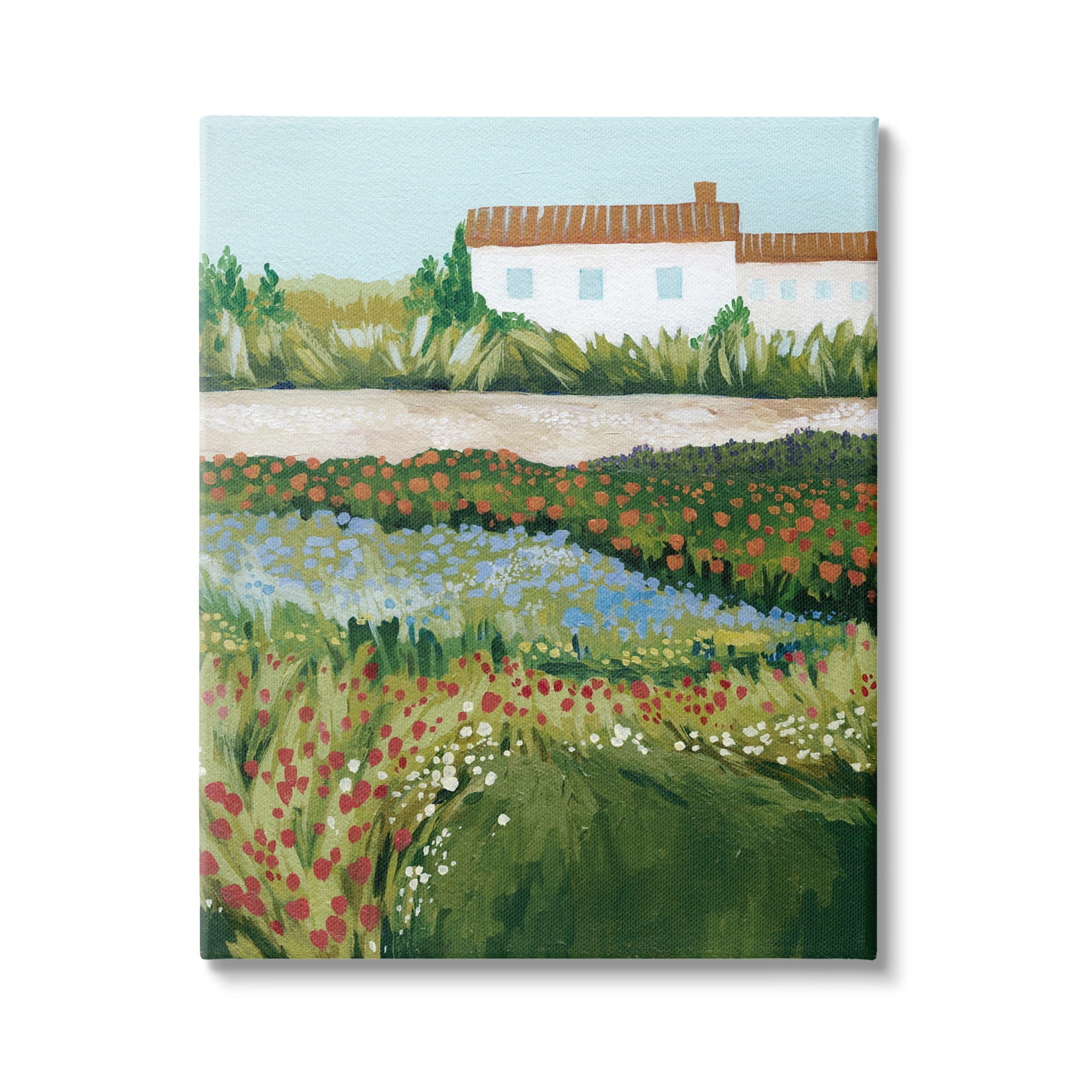 Stupell Country Cottage Meadow Road Landscape Painting Gallery Wrapped Canvas Print Wall Art