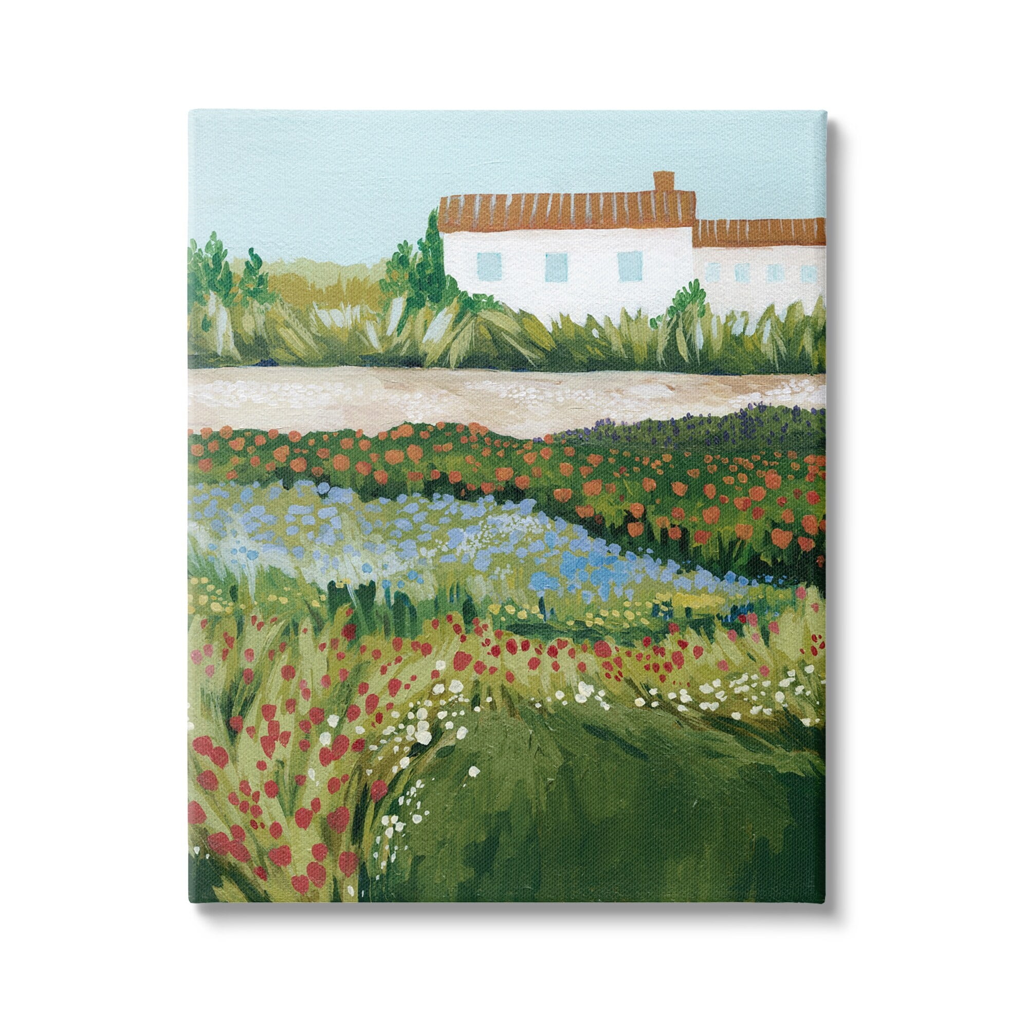 Country Cottage Meadow Road Landscape Canvas Wall Art