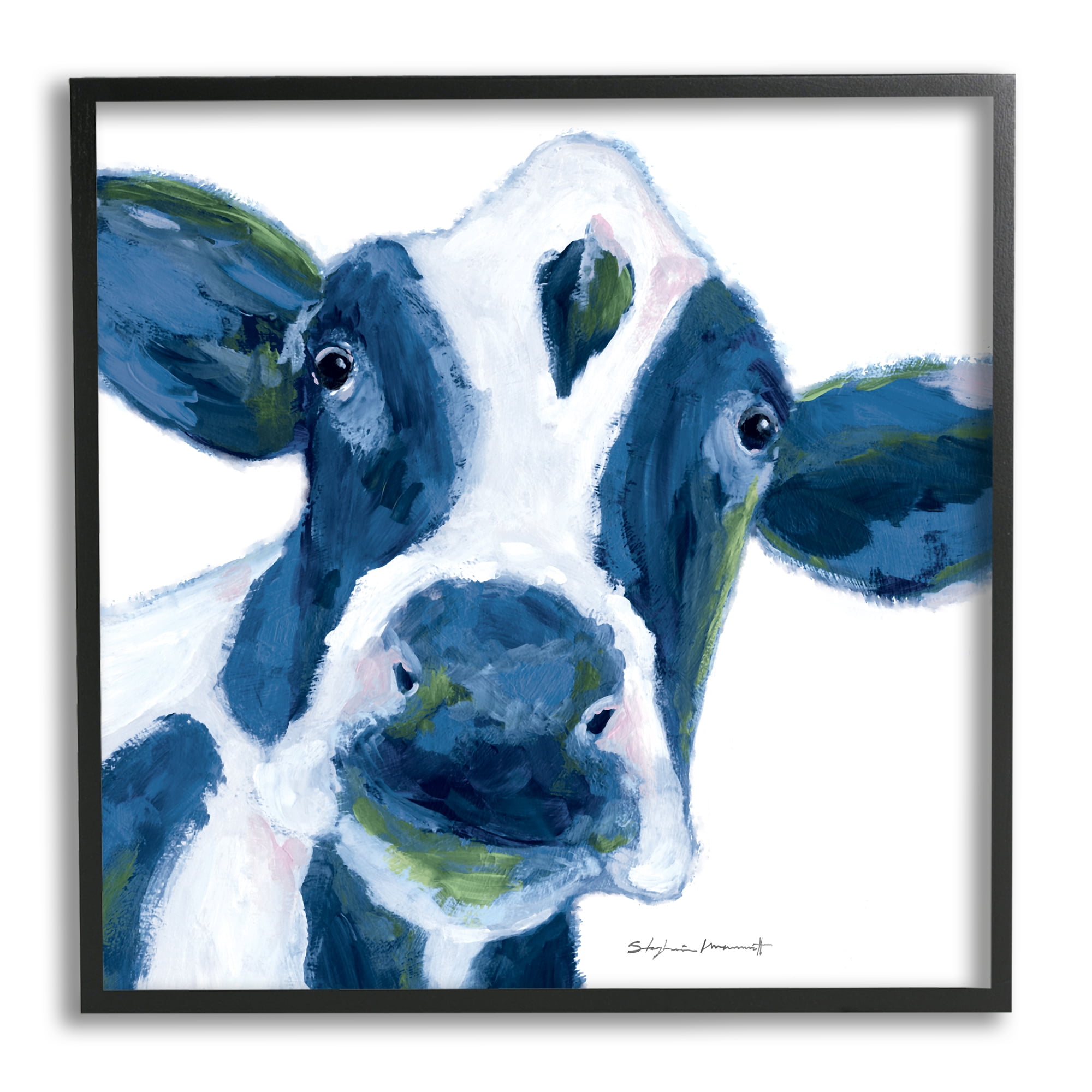 Stupell Country Cow Face Farm Animal Animals & Insects Painting Black Framed Art Print Wall Art