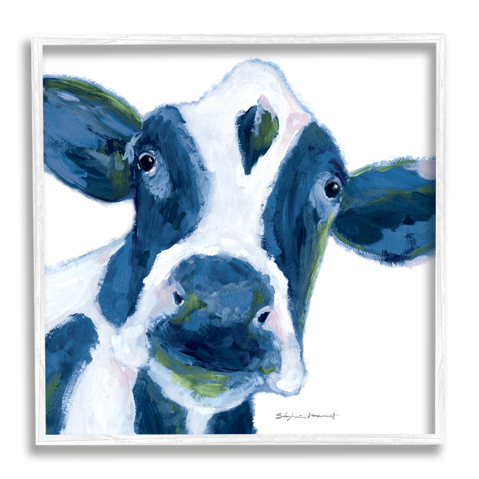 Stupell Country Cow Face Farm Animal Animals & Insects Painting White Framed Art Print Wall Art