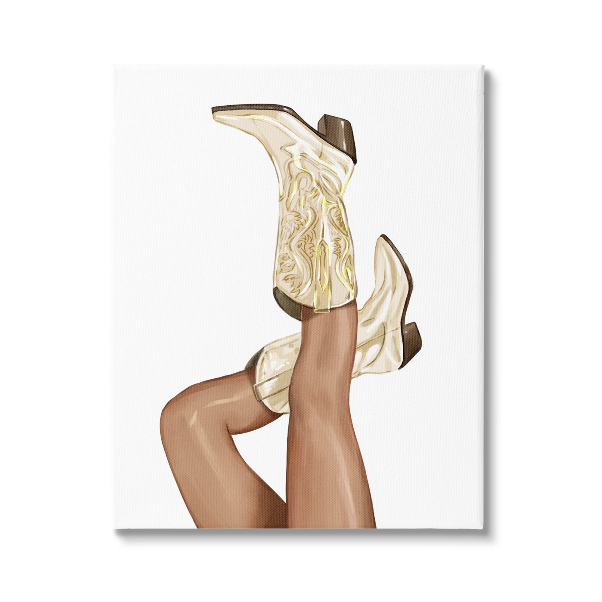 Stupell Country Cowgirl Boots Fashion Beauty & Fashion Painting Gallery Wrapped Canvas Print Wall Art