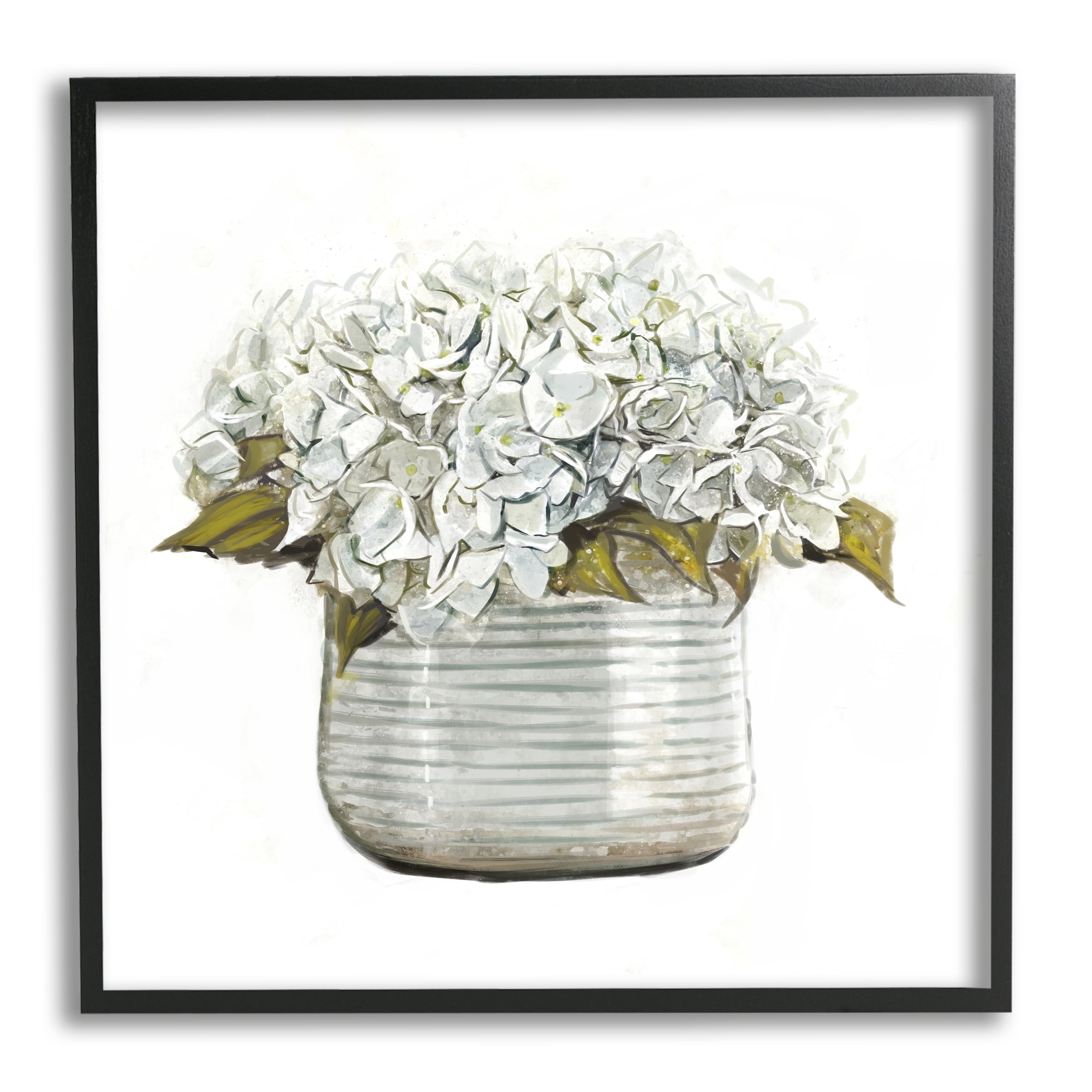 Stupell Country Floral Planter Blooms Botanical & Floral Painting Black Framed Art Print Wall Art