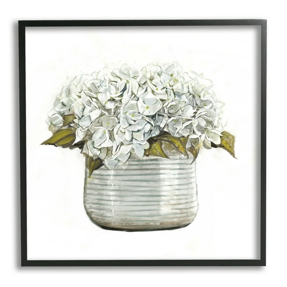 Stupell Country Floral Planter Blooms Botanical & Floral Painting Black Framed Art Print Wall Art