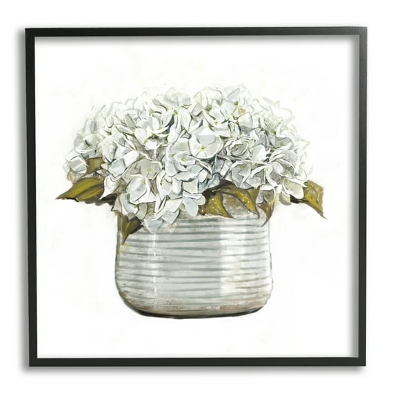 Stupell Country Floral Planter Blooms Botanical & Floral Painting Black Framed Art Print Wall Art