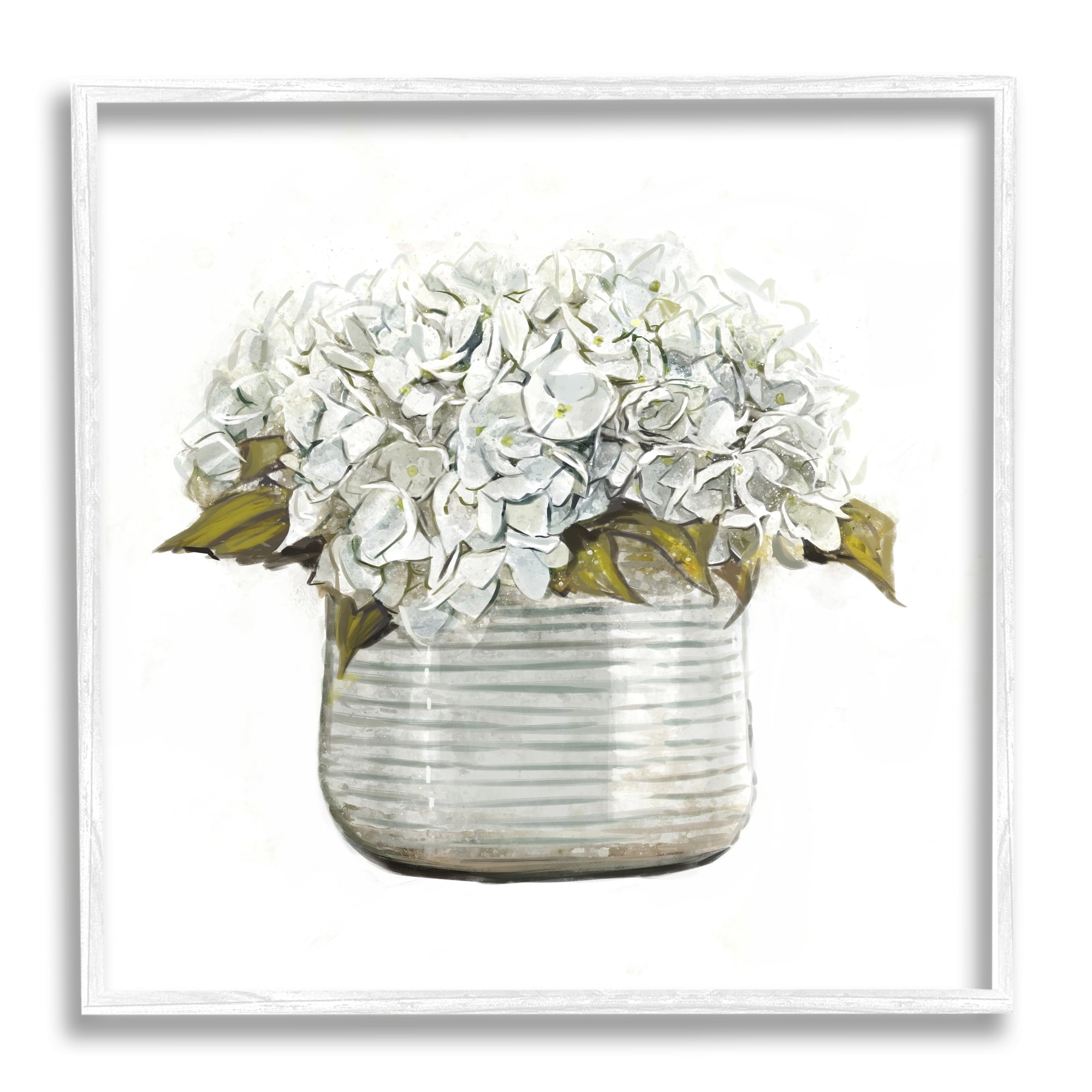 Stupell Country Floral Planter Blooms Botanical & Floral Painting White Framed Art Print Wall Art