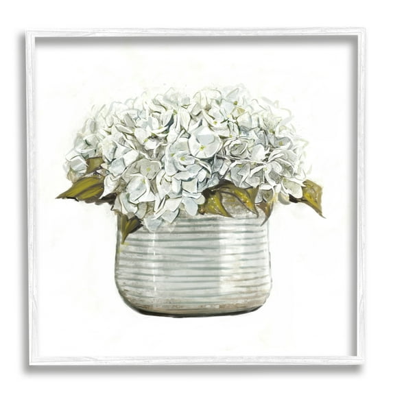 Stupell Country Floral Planter Blooms Botanical & Floral Painting White Framed Art Print Wall Art