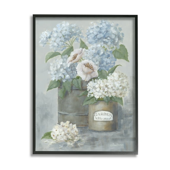 Stupell Country Garden Blooms Hydrangeas Botanical & Floral Painting Black Framed Art Print Wall Art