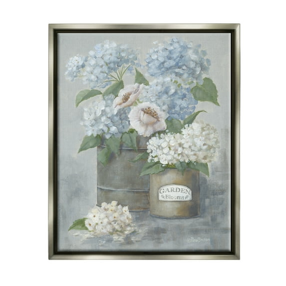 Stupell Country Garden Blooms Hydrangeas Botanical & Floral Painting Gray Floater Framed Art Print Wall Art