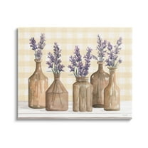 Stupell Country Gingham Lavender Sprigs Botanical & Floral Painting Gallery Wrapped Canvas Print Wall Art