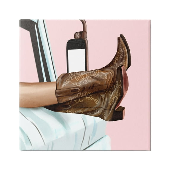 Stupell Country Girl Cowboy Boots Car Beauty & Fashion Painting Gallery Wrapped Canvas Print Wall Art