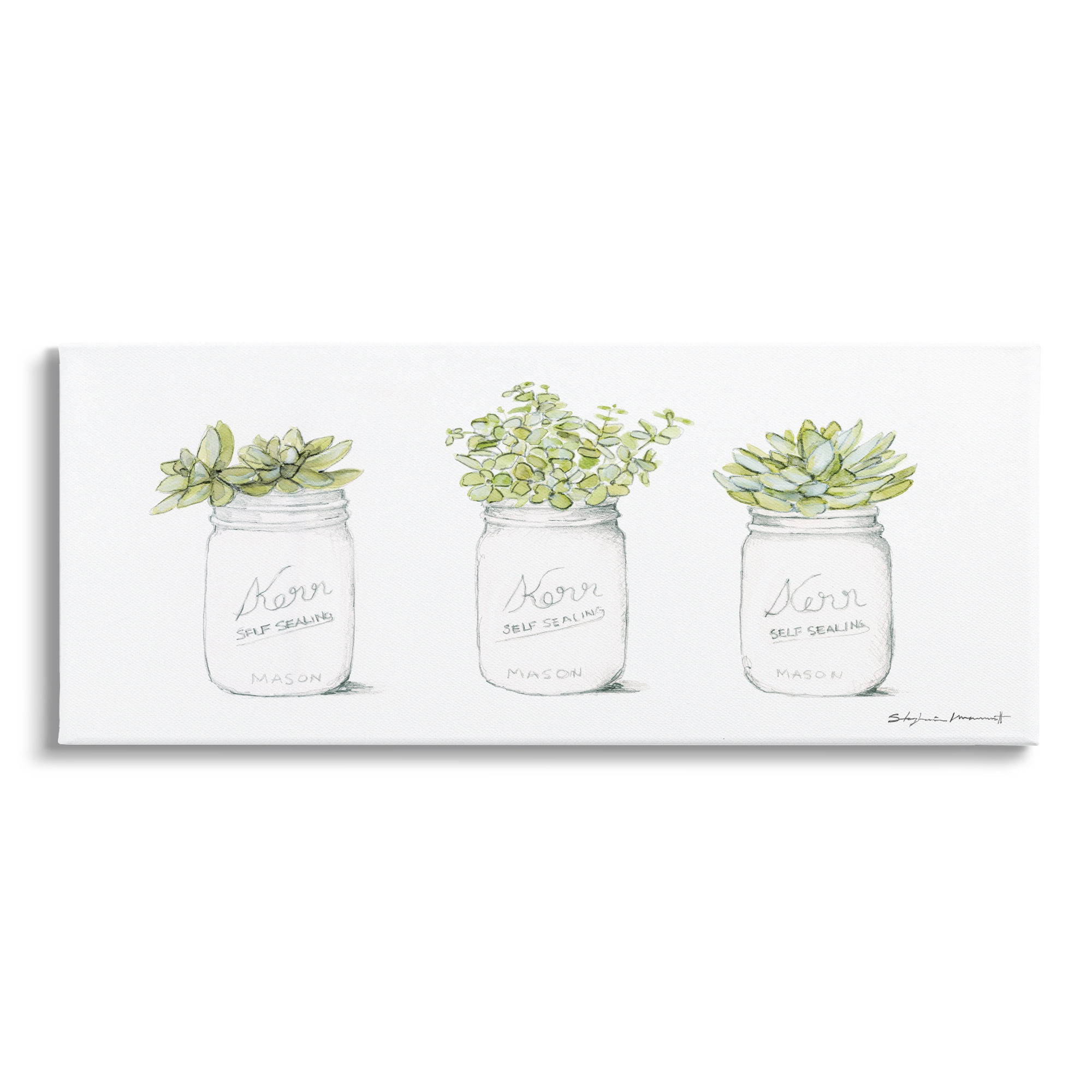Greenery Succulent Jars Botanical Canvas Wall Art