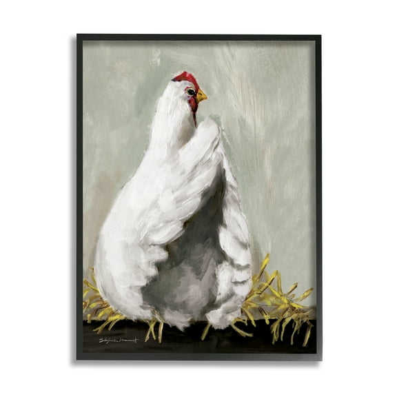 Stupell Country Hen Farm Animal Animals & Insects Painting Black Framed Art Print Wall Art