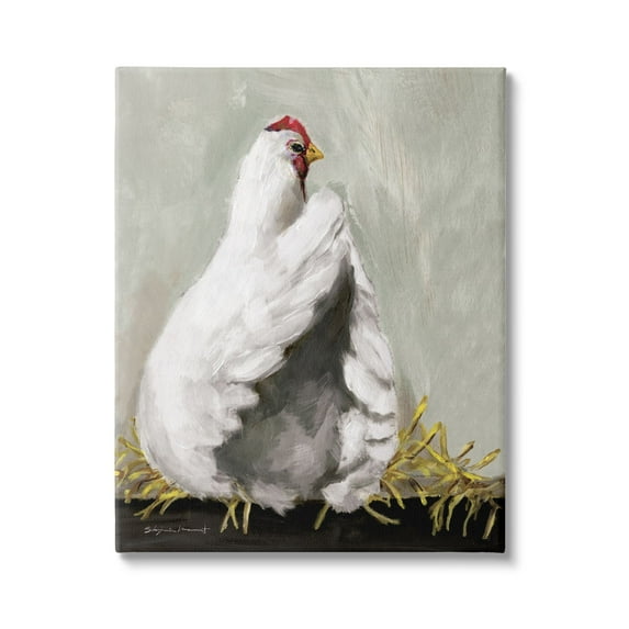 Stupell Country Hen Farm Animal Animals & Insects Painting Gallery Wrapped Canvas Print Wall Art