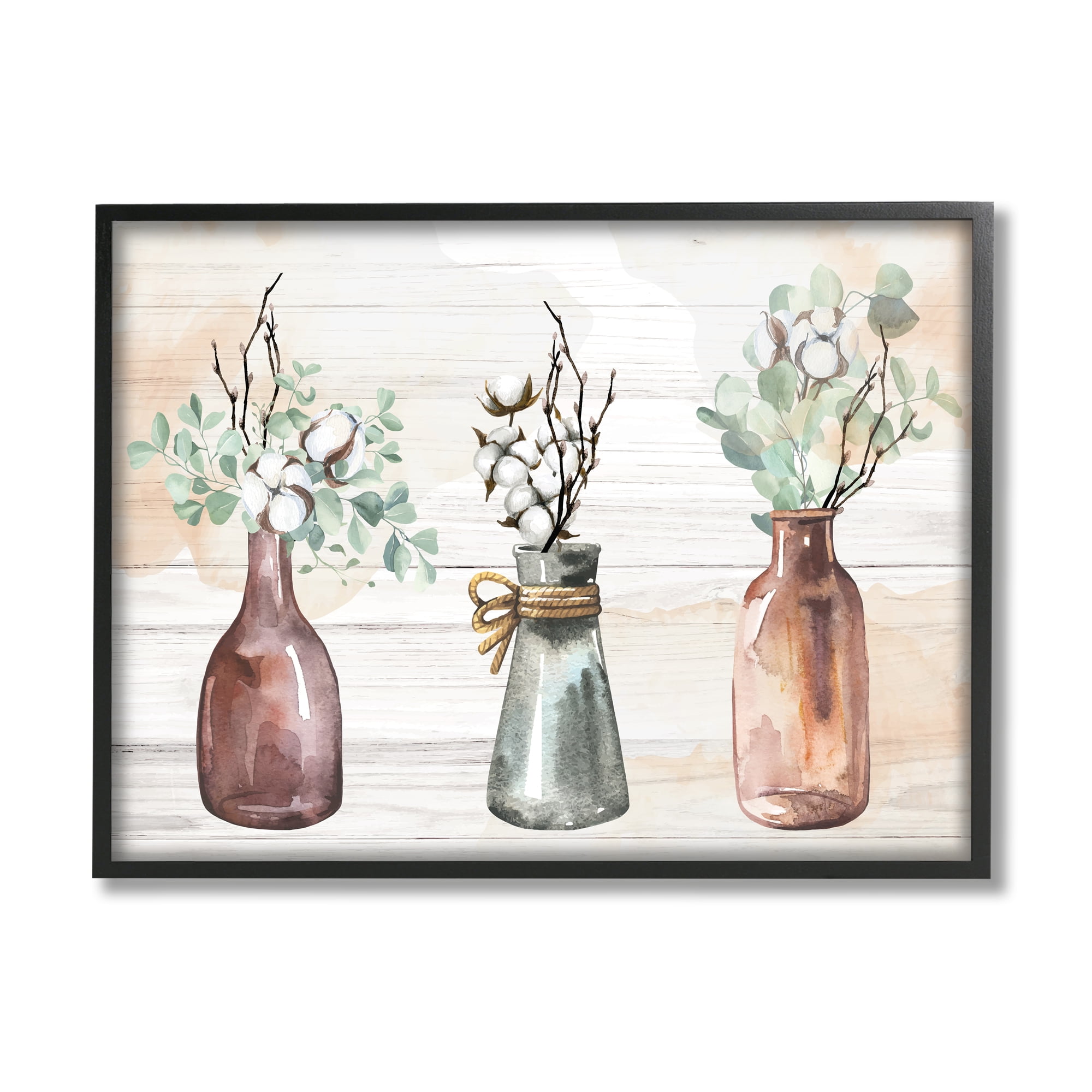 Stupell Country Herbs Vase Arrangement Botanical & Floral Painting Black Framed Art Print Wall Art