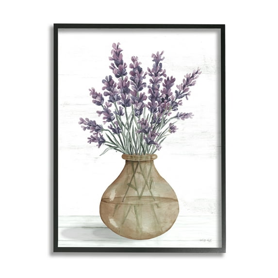 Stupell Country Lavender Sprigs Vase Botanical & Floral Painting Black Framed Art Print Wall Art