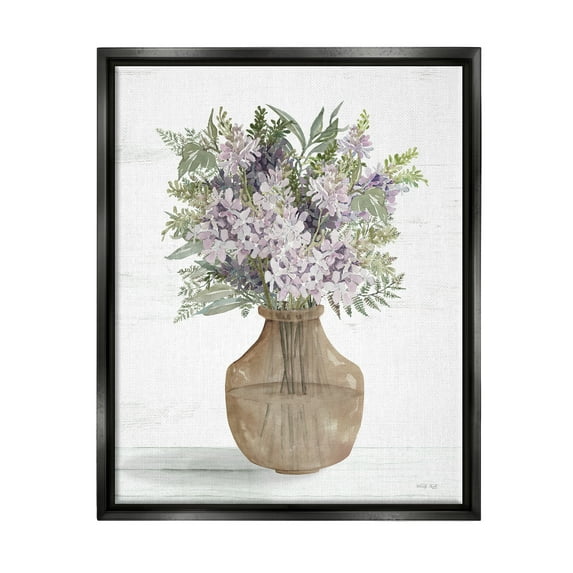 Stupell Country Lilac Blooms Arrangement Botanical & Floral Painting Black Floater Framed Art Print Wall Art