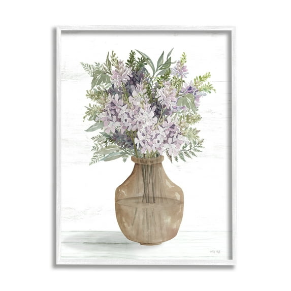 Stupell Country Lilac Blooms Arrangement Botanical & Floral Painting White Framed Art Print Wall Art