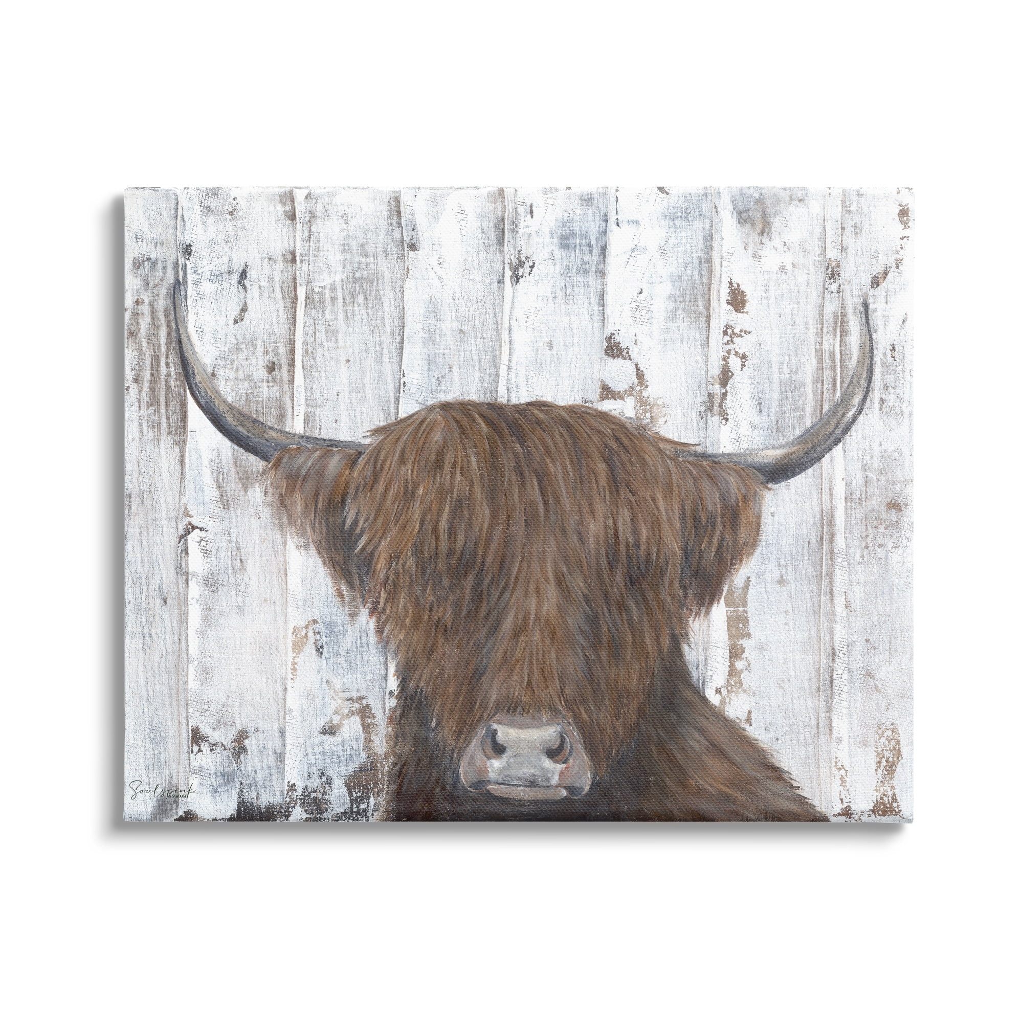 Stupell Country Rustic Highland Cattle Portrait Animals & Insects Painting Gallery Wrapped Canvas Print Wall Art