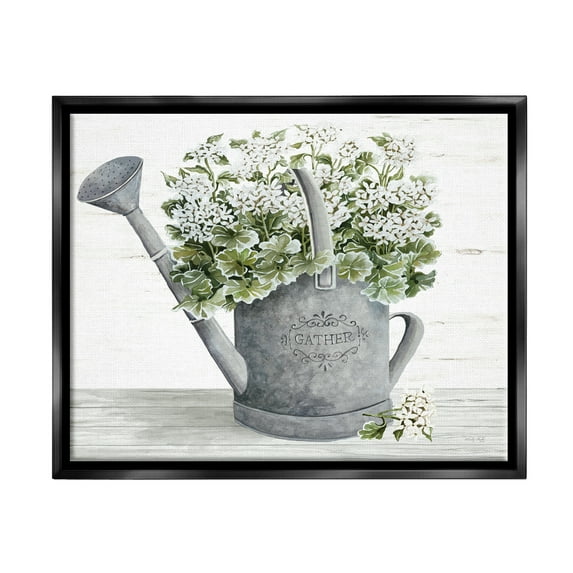 Stupell Country Watering Can Bouquet Botanical & Floral Painting Black Floater Framed Art Print Wall Art