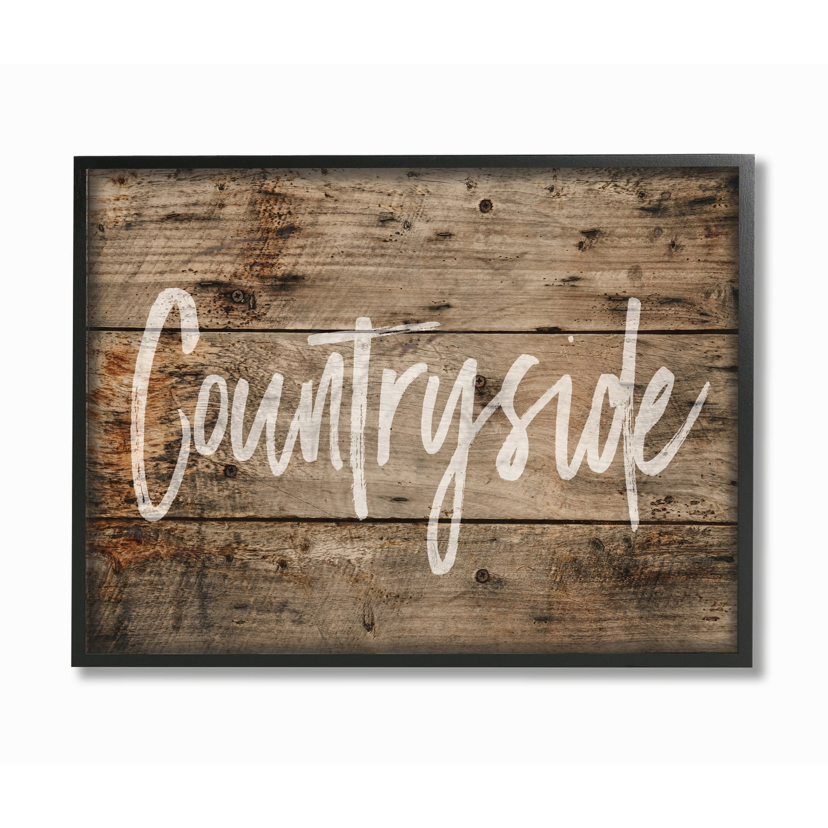 Stupell Countryside Distressed Wood Look Framed Giclee Texture Art 11 x 14