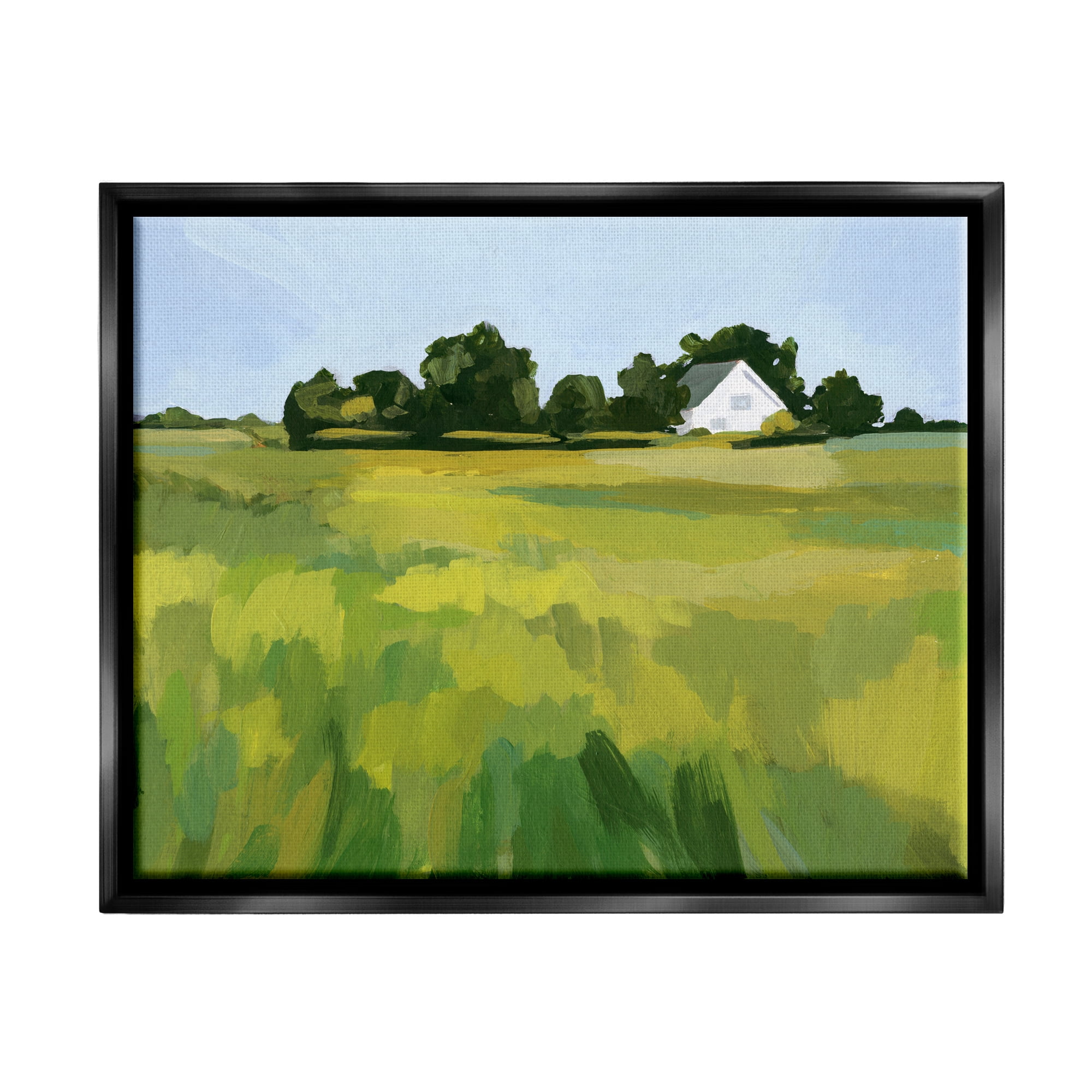 Stupell Countryside Meadow Abstract Painting Landscape Painting Black Floater Framed Art Print Wall Art