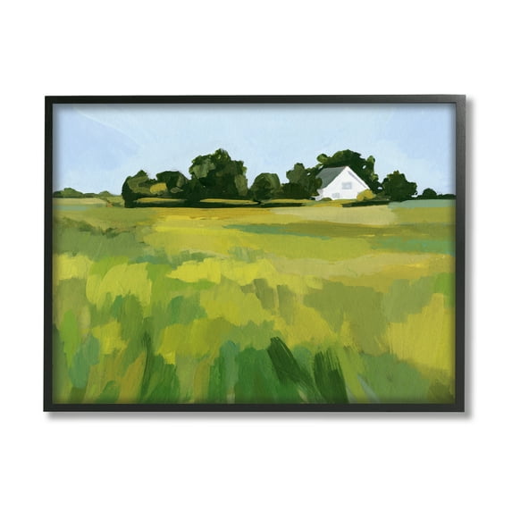 Stupell Countryside Meadow Abstract Painting Landscape Painting Black Framed Art Print Wall Art