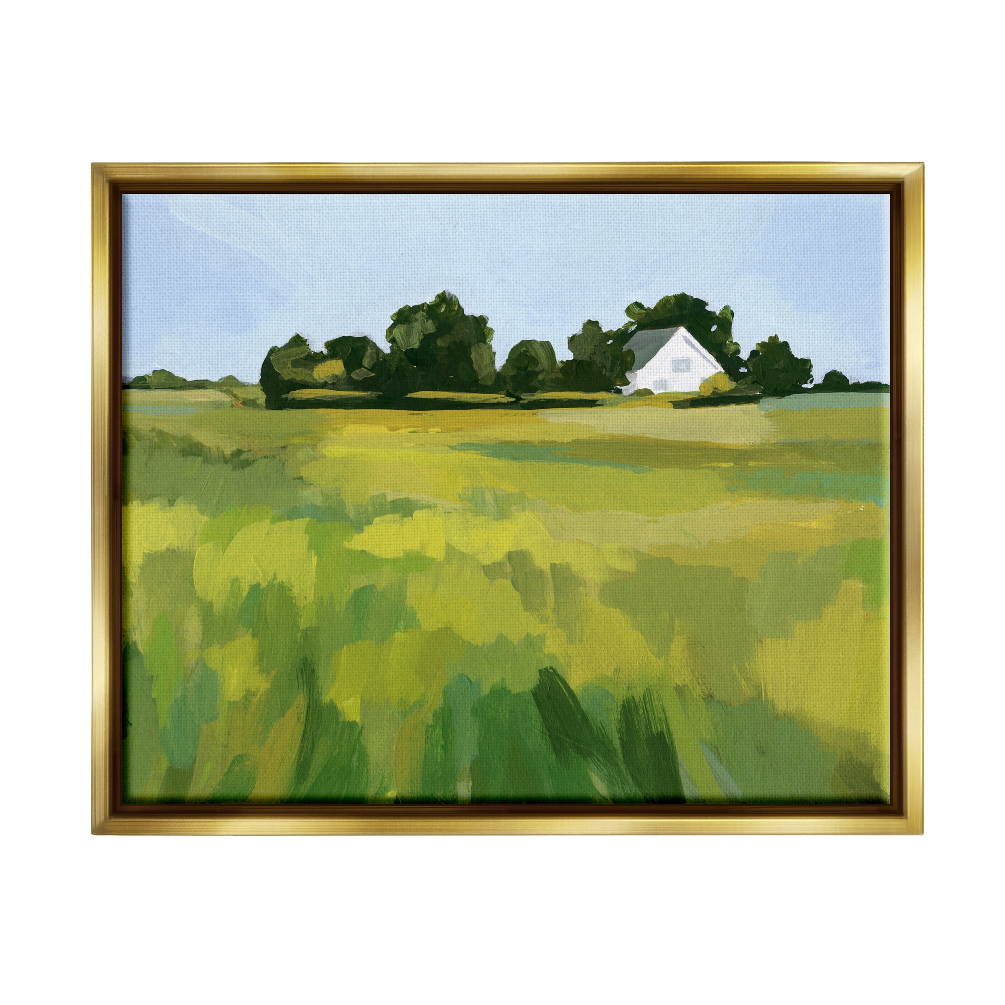 Stupell Countryside Meadow Abstract Painting Landscape Painting Gold Floater Framed Art Print Wall Art