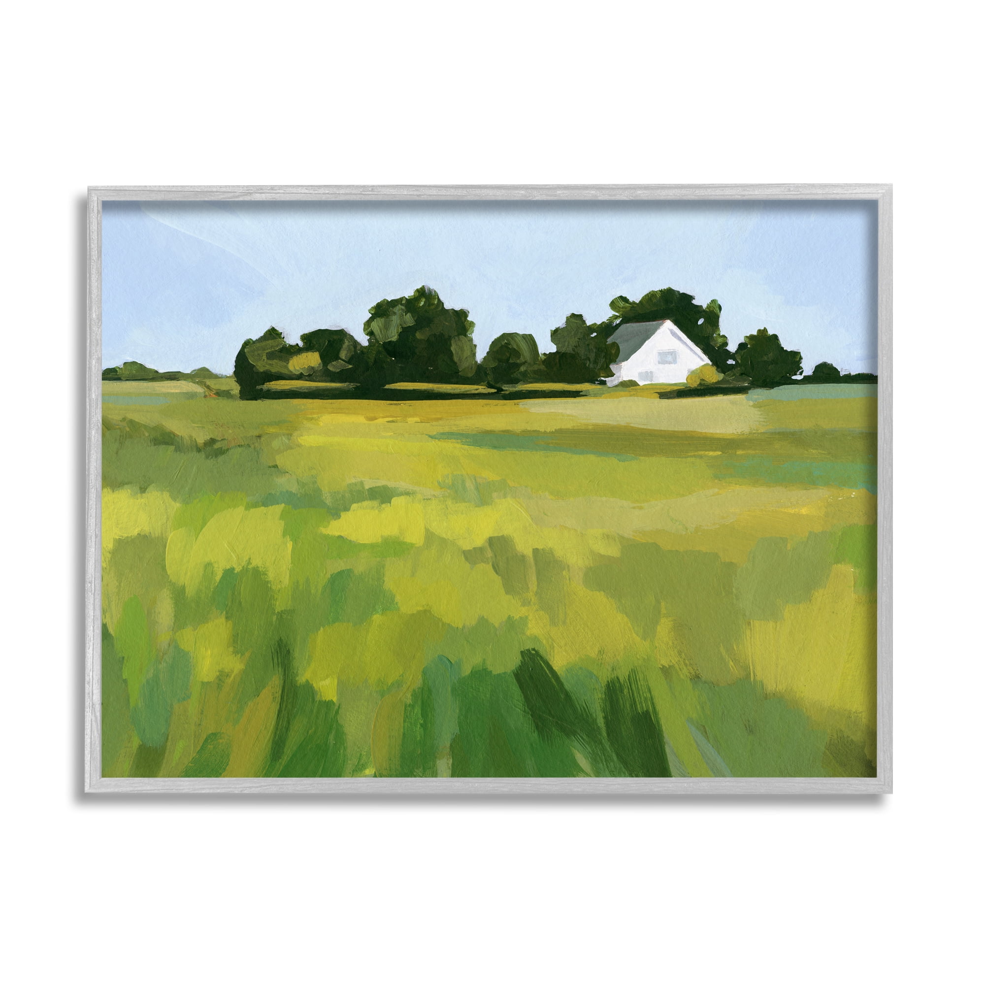 Stupell Countryside Meadow Abstract Painting Landscape Painting Gray Framed Art Print Wall Art