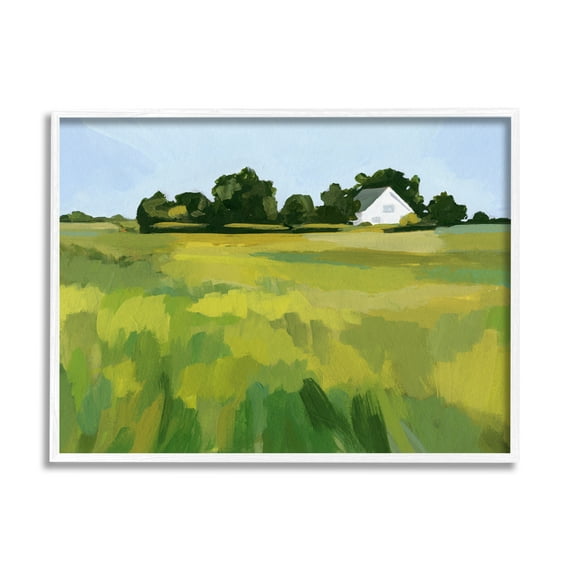 Stupell Countryside Meadow Abstract Painting Landscape Painting White Framed Art Print Wall Art