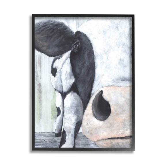 Stupell Cow Face Close Up Farmhouse Animals & Insects Painting Black Framed Art Print Wall Art